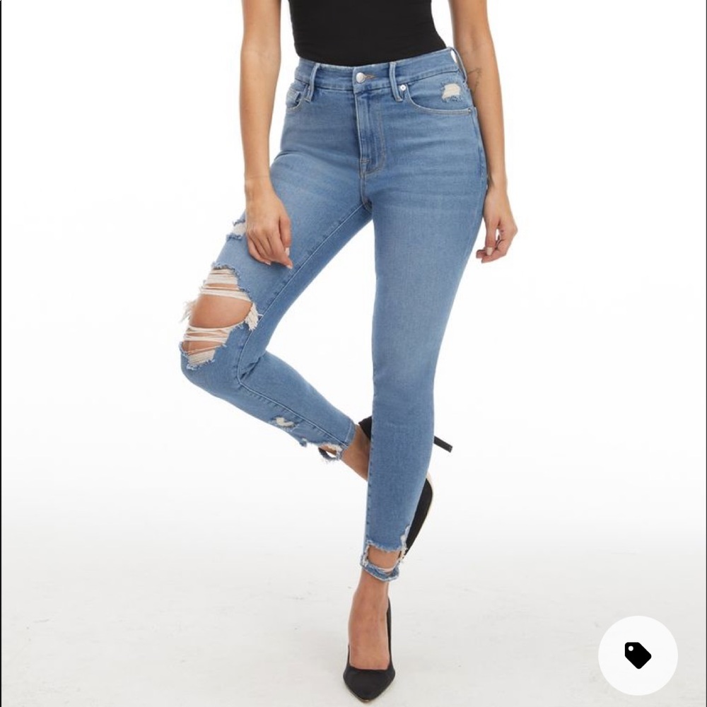 GOOD AMERICAN GOOD WAIST CROP | BLUE678 - BLUE678 / SIZE 15